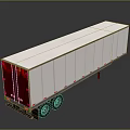 White Semi Trailer With Red Rear And Wheels On Reflective Surface 3d model
