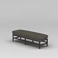 Modern Upholstered Sofa Bench With Fabric Cushion And Metal Frame Design