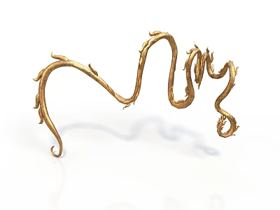Artistic Golden Mythical Character With Curved Branched Serpent Creature Sculpture Design 3d model