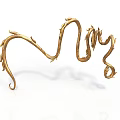 Artistic Golden Mythical Character With Curved Branched Serpent Creature Sculpture Design