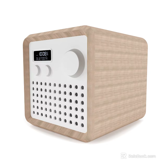 Wooden Bluetooth Speaker With Digital Display And Knob Control For Desktop Use 3d model