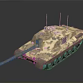 Military Tank With Camouflage Paint Equipped Gun Barrel Antennas And Tracked Chassis Design