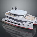 Luxury Modern White Catamaran Yacht With Wooden Deck And Upper Structure