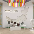 Inner Mongolia Cultural Exhibition With Map Wall Bronze Vessels Saddle And White Horse Sculpture