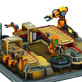 Modern Conveyor Isometric Mechanical Robot Assembling Conveyor 3d model