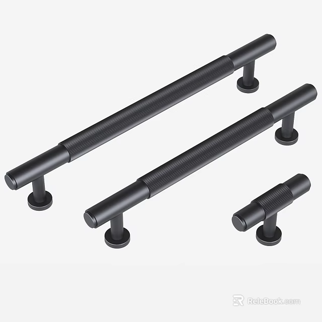 Black Modern Cabinet Drawer Handles With Sleek Metal Design And Smooth Finish 3d model 