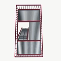 Red Metal Staircase With Railing And Upper Landing Platform Structure 3d model