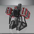 Mechanical Weapon Structure With Red Lights And Multi Armed Turret Design 3d model