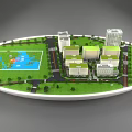 Professional Commercial Building Model Display Equipment With Green Lawn And Pool