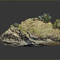Natural Rocky Terrain Featuring Layered Rock Formations Cliffside Vegetation And Caves