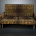 Modern Brown Woven Texture Two Seater Sofa With Armrests And Metal Legs
