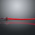 Red Decorative Sword With Ornate Handle Shiny Blade And Surface Reflection