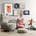 Modern Single Sofa Bear Single Casual Sofa Combination 3d model