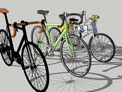 Modern Multiple Bicycles With Black Green White Frames And Stylish Design Features 3d model