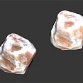 Natural Decorative Stones With Orange White Veins On Wooden Bases