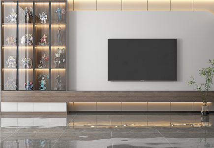 Modern TV Background Wall TV Cabinet Display Cabinet 3d model