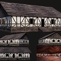 Ancient Traditional Building Structure With Wooden Frames White Walls Dark Roof And Interior Beams