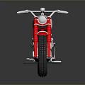 Red Vintage Motorcycle With Silver Metal Parts White Seat And Dark Background Reflection