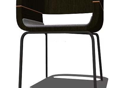 Modern Armchair With Wooden Frame Gray Fabric Seat And Black Metal Legs 3d model