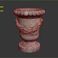 Ornamental Classical Stone Vase With Carved Grapevine Leaves And Pedestal Base
