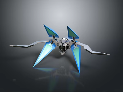 Futuristic Mechanical Device With Blue Glowing Blades And Silver Metallic Structure 3d model