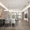 Modern Spacious Living And Dining Room With Minimalist Stylish Interior Design And Comfortable Home Furnishings