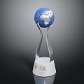 FIFA Trophy With Blue Globe Top Silver Stand And White Base 3d model