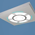 Contemporary Ceiling Design Featuring Circular Center And Blue LED Accent Lights 3d model