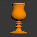 Orange Shiny Glass Cup With Decorative Layered Base For Household Daily Use
