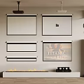 Projection Monitoring System With Titanic Projection Multiple Screens Speakers Fireplace And TV Stand