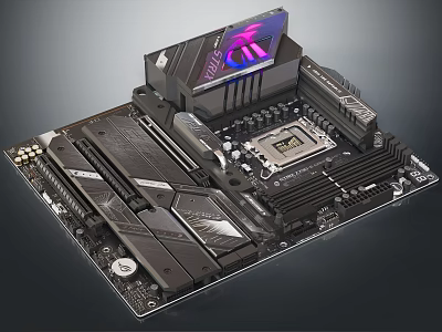 High Performance Computer Motherboard With Modern Design RGB Lighting Heat Sinks And PCI Slots 3d model