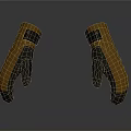 Yellow And Black Winter Gloves With Warm Lining And Protective Design 3d model