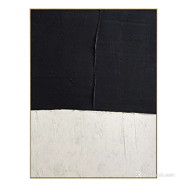Minimalist Textured Abstract Painting With Black White Tones And Vertical Division 3d model 