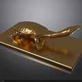 Golden Turtle Sculpture On Shiny Golden Base With Detailed Design