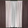 Brown And Beige Curtains With Sheer Layers For Window Natural Light 3d model