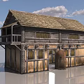 Rustic Two Story Wooden House With Tiled Roof Balcony And Framed Windows