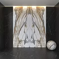 Marble Background Wall With Symmetrical Natural Patterns And Decorative Sphere Accent 3d model
