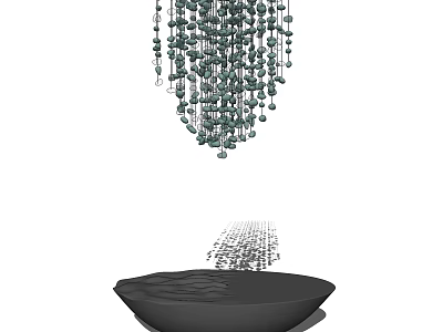 Modern Beaded Pendant Decoration With Hanging Beads And Display Dish 3d model