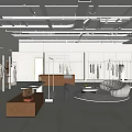 Modern Clothing Store Interior With Clothing Racks Sofa Wooden Reception Desk And Indoor Plant