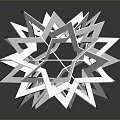 White Geometric 3D Origami Art Structure With Black Background And Reflection