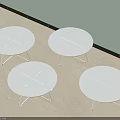 Round White Coffee Tables With Metal Frames On Light Colored Floor By Light Green Wall 3d model