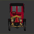 Vintage Red And Yellow Classic Car With Black Canopy Top And Yellow Wheels