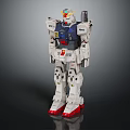 Gundam Robot Model With White Armor Blue Details And Red Feet Design 3d model