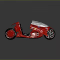 Red Modern Motorcycle With Transparent Windscreen Green Rim Tires And Stickers