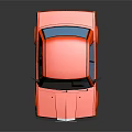 Red Cartoon Style Car 3D Rendered With Yellow Headlights On Black Background With Reflection