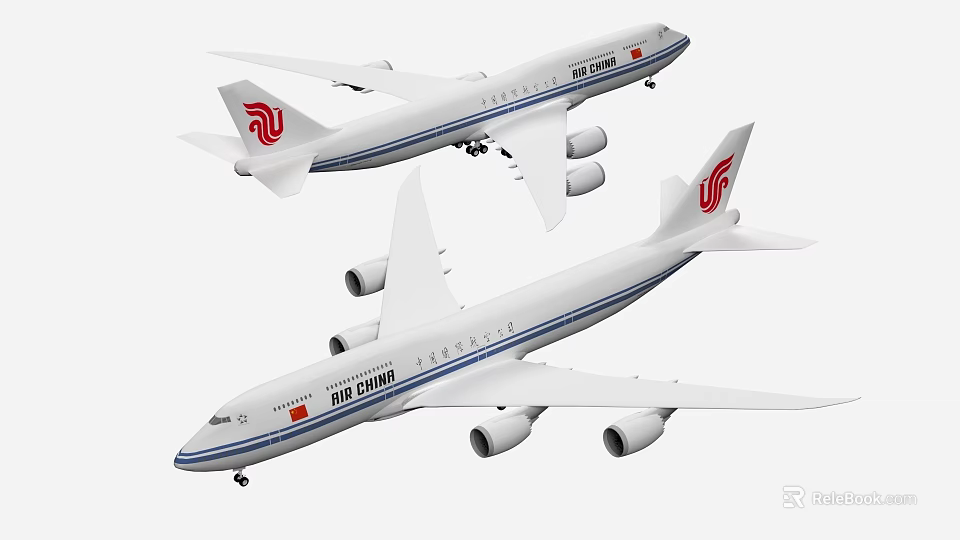 Air China Passenger Plane Models With White Body Blue Stripe And Red Tail Logo 3d model 