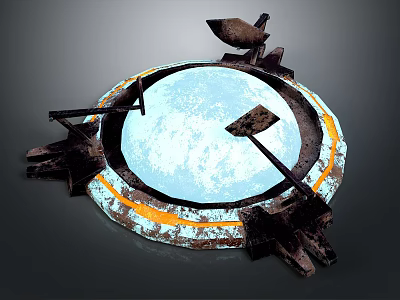Futuristic Industrial Circular Structure With Blue Central Area And Orange Ring 3d model