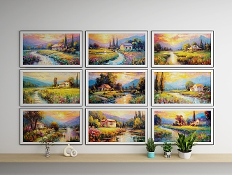 Oil painting decorative painting landscape abstract painting advertising photo frame photo wall background painting propaganda painting art painting 3d model