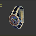 Luxury Wristwatch With Gold And Black Strap Black Dial And Multiple Sub Dials