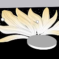 White And Gold Lotus Shaped Sculpture Photo Spot With Round Base And Black Starry Background